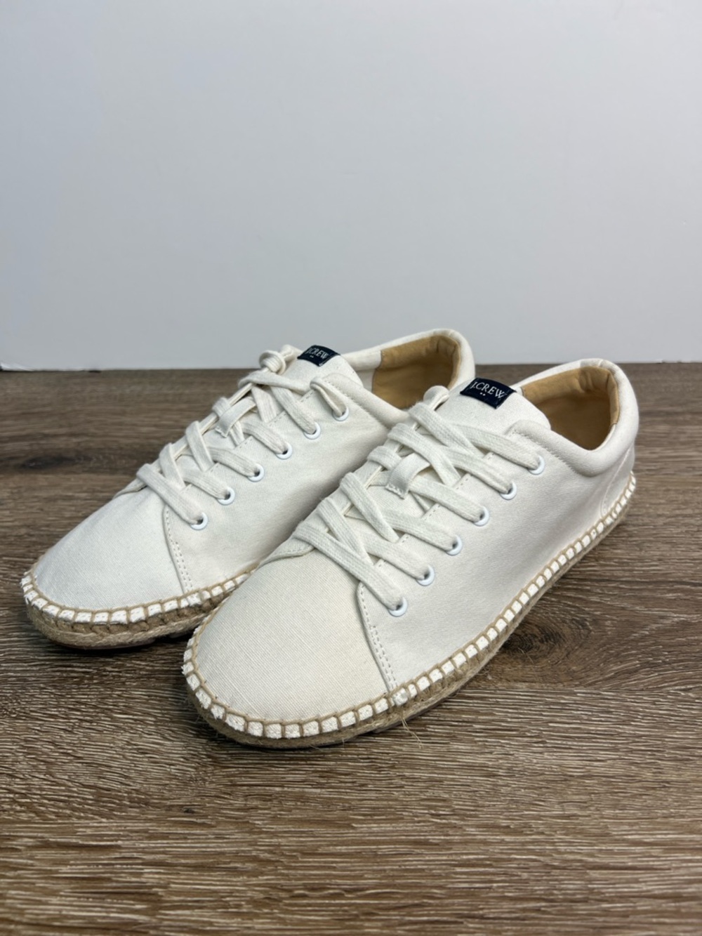 J.Crew Canvas Espadrille Sneakers Women’s 7 Ivory Lace-Up Casual Shoes